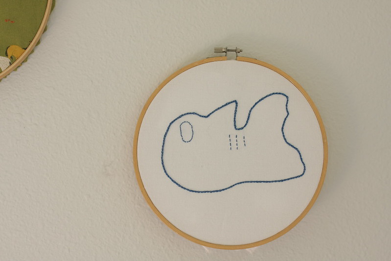 L's 1st shark drawing embroidered by me