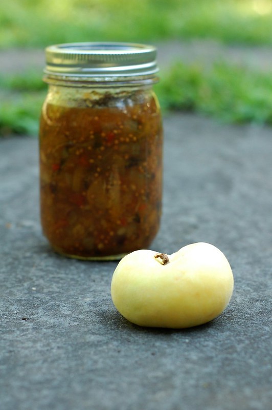 Nectarine chutney with fruit from WA State Stone Fruit Association's Canbassador program using Kevin West's recipe in Saving the Seasons by Eve Fox, The Garden of Eating, copyright 2015