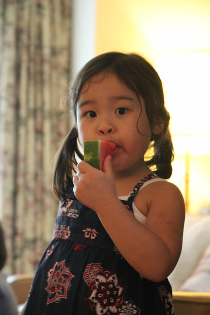Mio eating watermelon