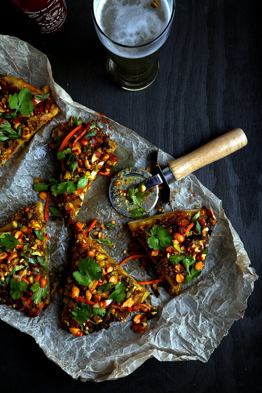 Spicy Thai-Style Pizza with Peanut Sauce