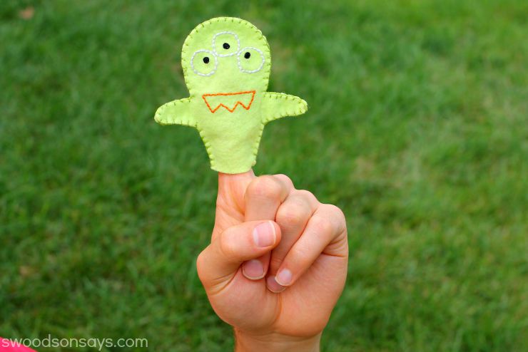 green monster finger puppet