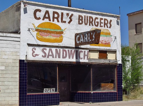 building sign architecture restaurant nevada roadtrip caliente ghostsign fadingamerica carlsburgers