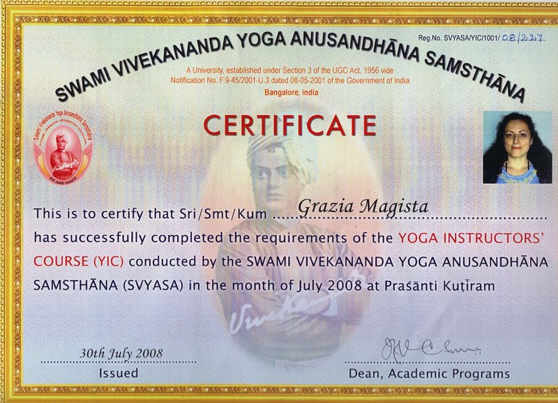Svyasa University of yoga Grazia Magista