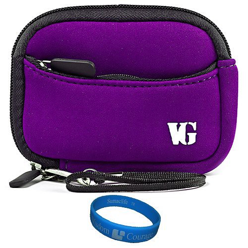 Purple VG Neoprene Sleeve Protective Camera Pouch Carrying Case for Nikon Coolpix S3300 S4300 S100 S4100 S3100 S80 S1100pj S5100 S3000 S4000 S1000pj S70 S640 S620 S230 S220 S60 S560 S610 S710 S52c S550 Compact Digital Camera + SumacLife TM Wisdom Courage