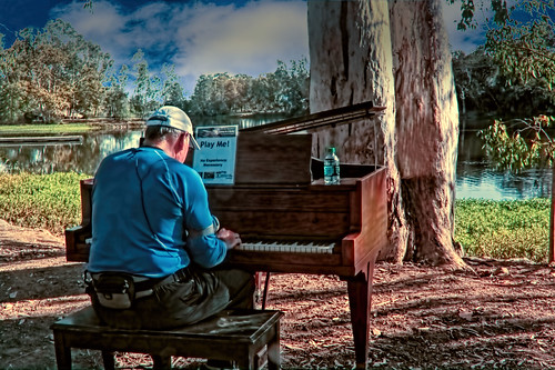 Piano playing in the park