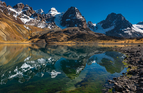 morning lake snow mountains reflection geotagged bolivia glacier cordillerareal condoriri chiarkota