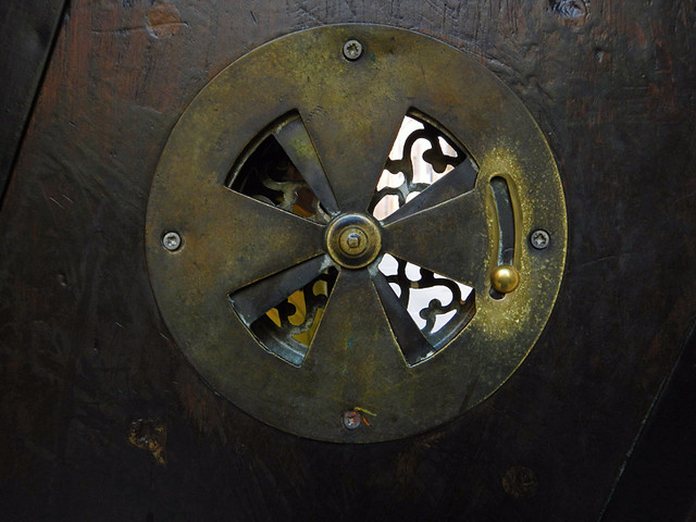 Spanish Wooden Door with Brass Peephole