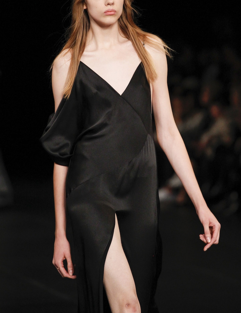 SAINT LAURENT SS16 black silk cami split dress 90s minimal MODERN LEGACY