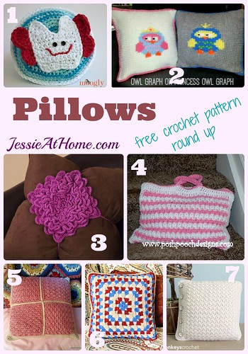Pillows - free crochet pattern round up from Jessie At Home