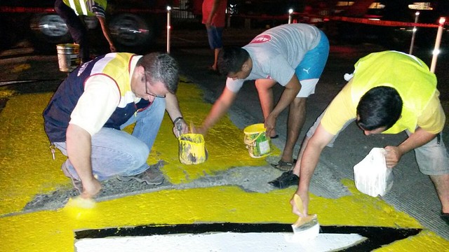 Dirección de tránsito pintó los muros en el Bejucal