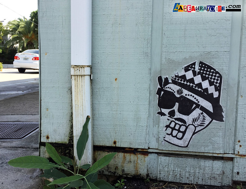 skull with hat street art - Key West - 8800