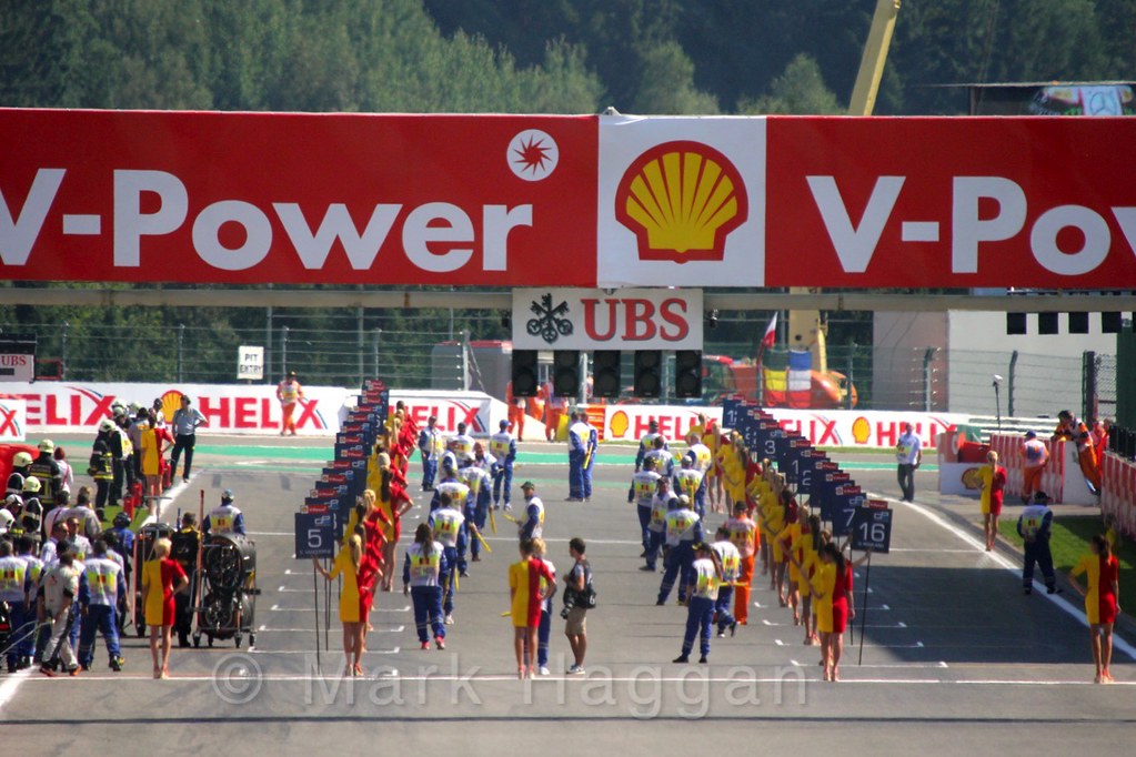 The grid for the GP2 Feature Race at the 2015 Belgium Grand Prix