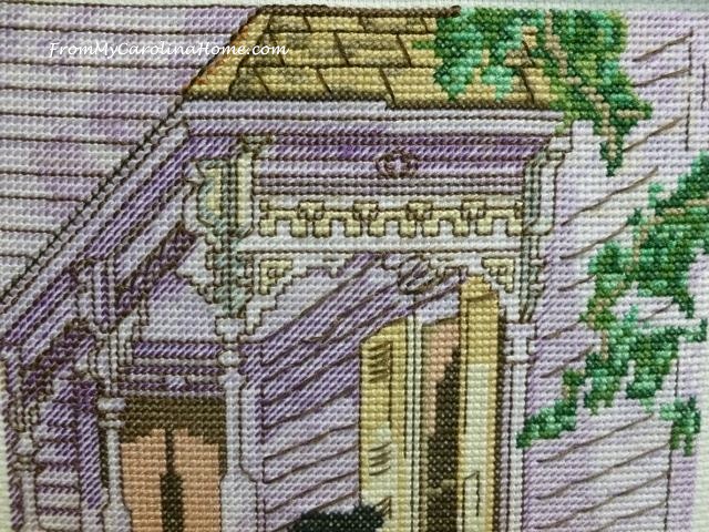 Cross Stitch Victorian Porch at From My Carolina Home