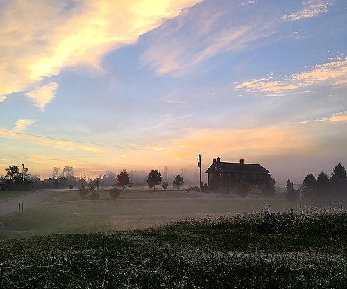 morning ohio house nature colors fog sunrise october country arboretum dew wooster 2015 secrest