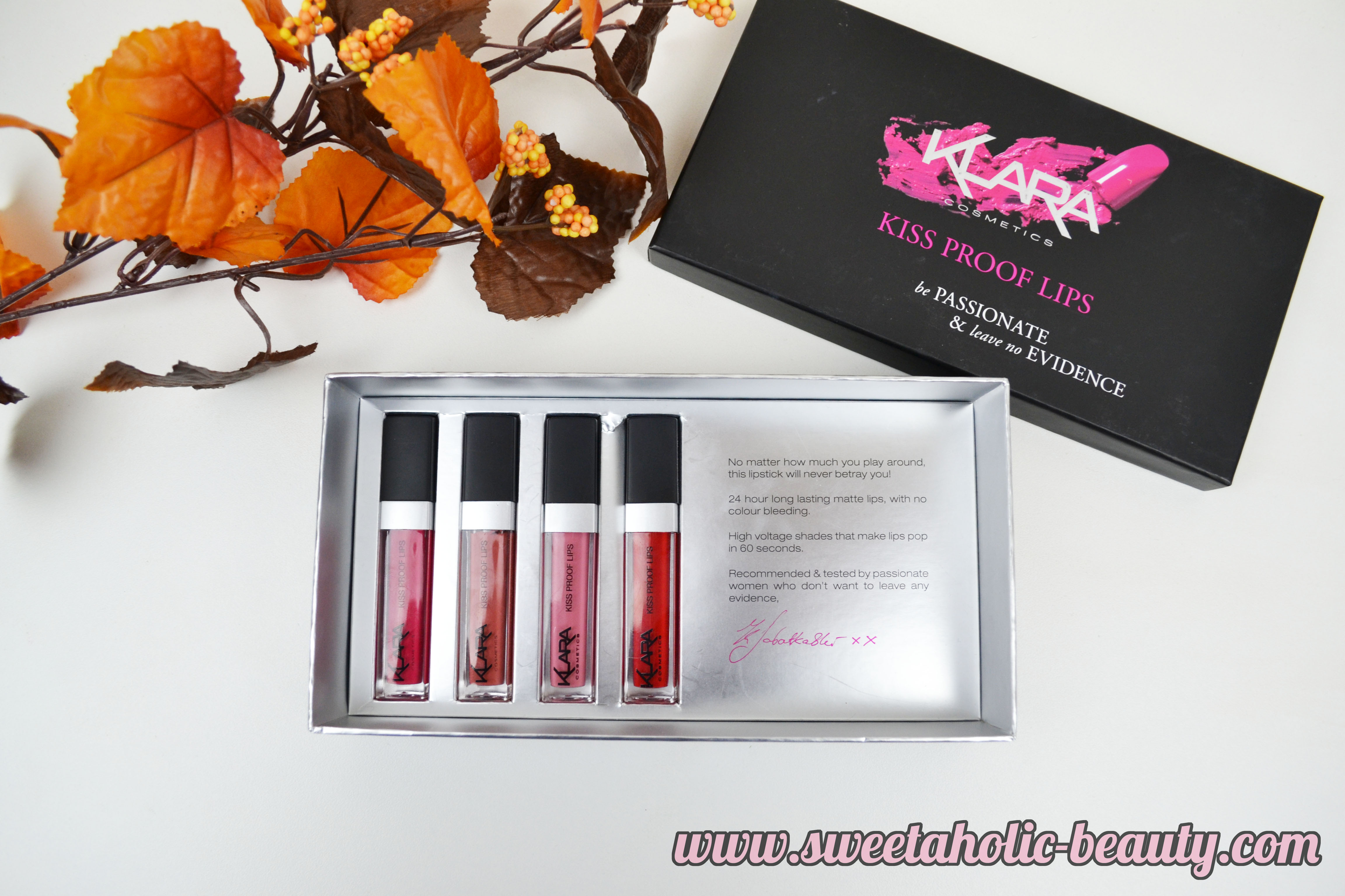 Klara Cosmetics Kiss Proof Lips Collection Review & Swatches - Sweetaholic Beauty