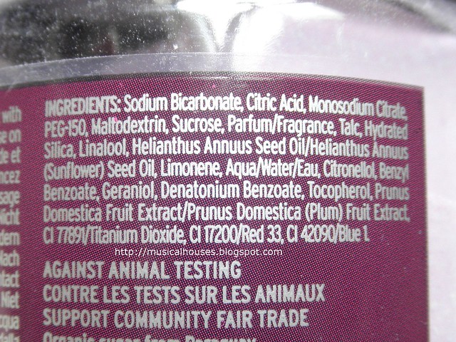 The Body Shop Frosted Plum Bath Fizzers Ingredients