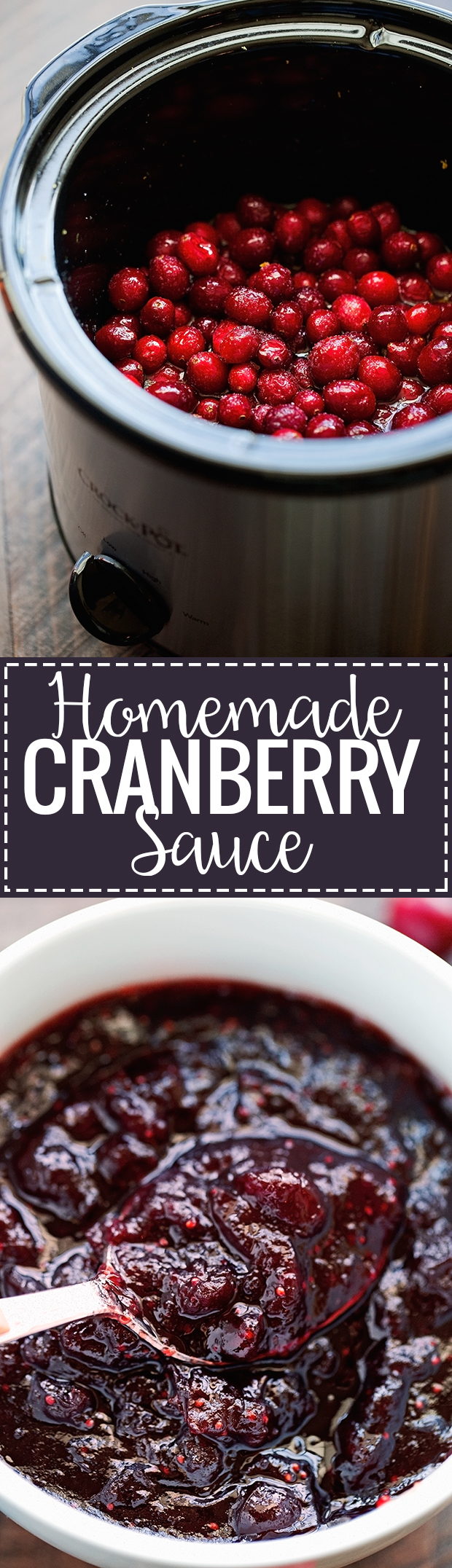 Homemade Cranberry Sauce (Slow Cooker) - an easy recipe that cooks itself in the slow cooker and can be made ahead! #cranberrysauce #slowcooker #slowcookercranberrysauce | Littlespicejar.com