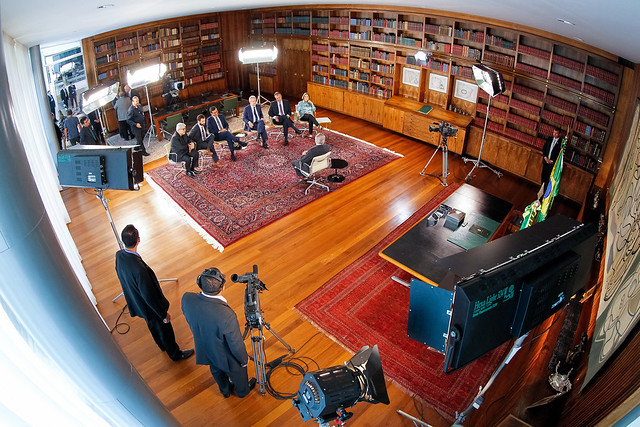 Michel Temer durante a gravação do programa Roda Viva da TV Cultura - Créditos: Beto Barata / PR