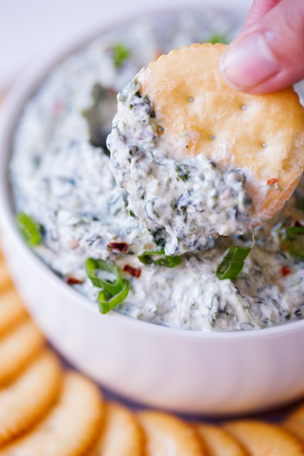 3-Ingredient Spinach Green Onion Dip - the easiest dip ever! Just 3 simple ingredients but it's soo good! #dip #greenoniondip #spinachdip | Littlespicejar.com