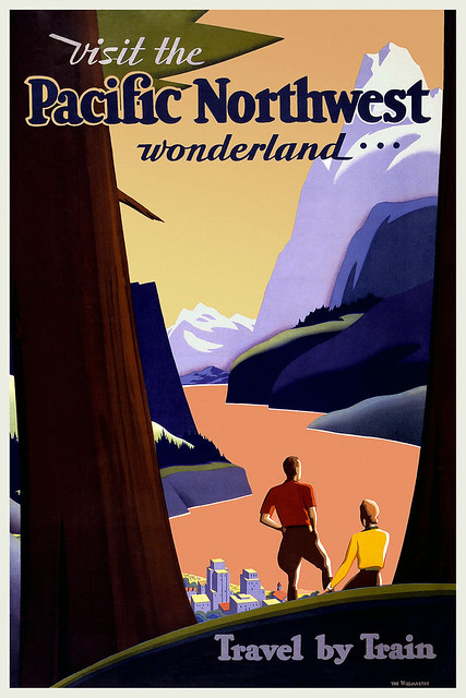 Vintage Poster–Visit the Pacific Northwest Wonderland - Travel by Train