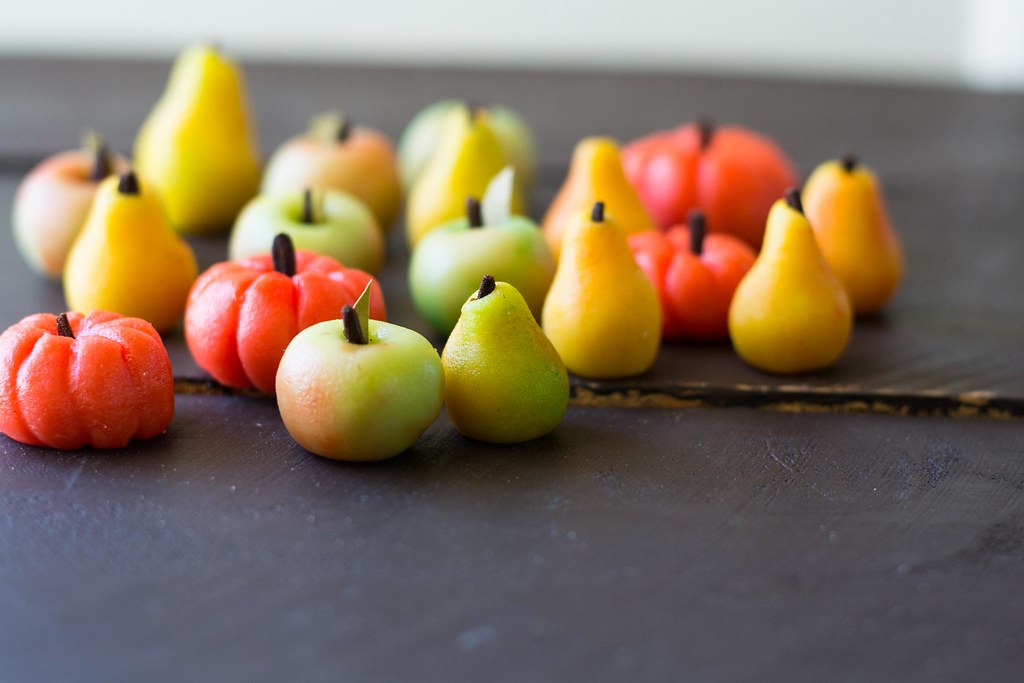 Marzipan Fruits made from almond paste and hand painted with all natural food coloring.