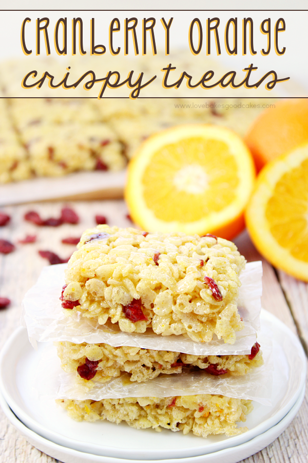 Cranberry Orange Crispy Treats - Orange juice and orange zest pairs with sweet, tart cranberries to give a new twist to the classic flavor duo!