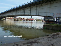 Stogodišnje vode (poplave), april 2006 god. Beograd - Novi Beograd, Savski kej, Ušće. Floods, april 2006, Belgrade - New Belgrade, Savski kej, Ušće.