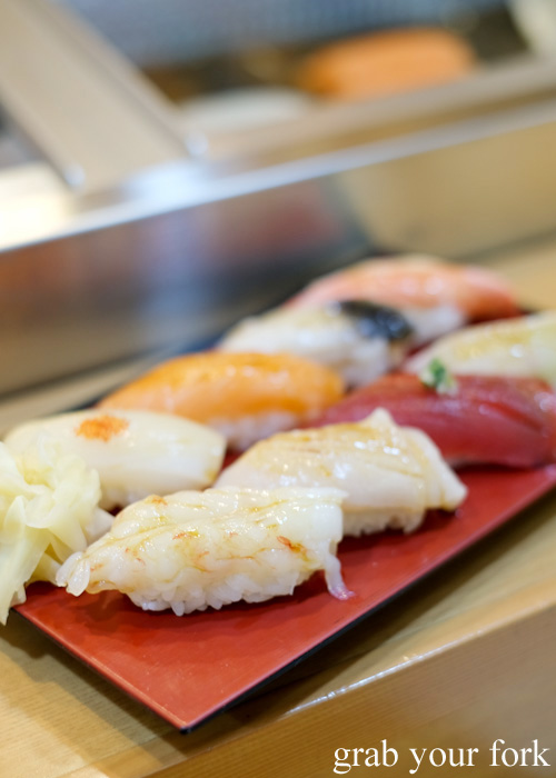 Botan ebi raw prawn nigiri sushi from Tarche Sushi Corner near Otaru JR station