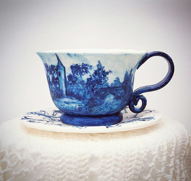 Hand Painted Sugar Tea Cup by Samantha Lucena Regnström of Sweet Mercy Cake