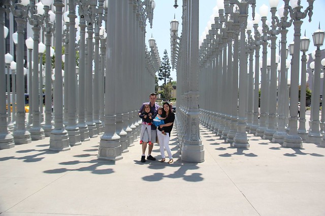 Family picture by the LACMA lights