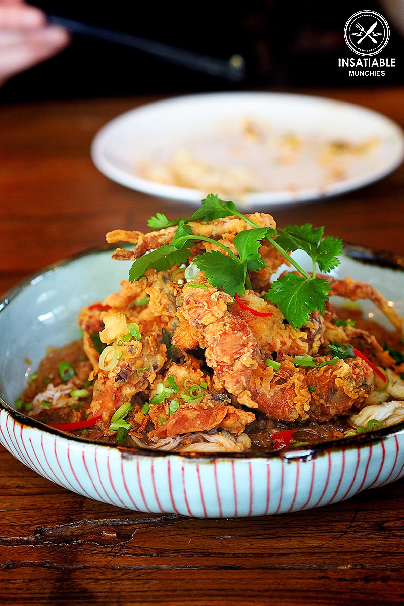 Crispy soft shell crab, with spicy spanner crab mung bean noodle, $24. The Rice Den, St Leonard: Sydney Food Blog Review