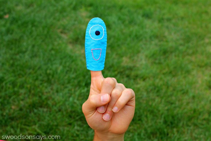 Blue monster finger puppet