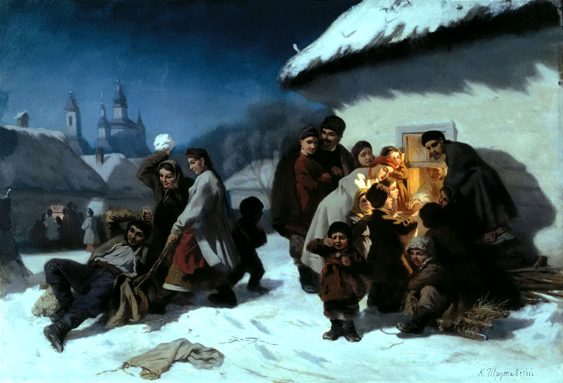 Christmas Celebrations in Ukraine by Konstantin Trutovsky, (Russian, 1826 - 1893)