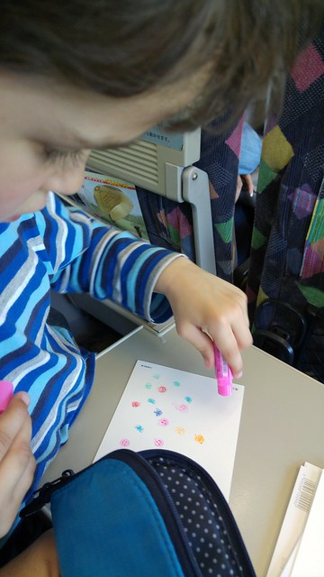 Decorating post cards on the train