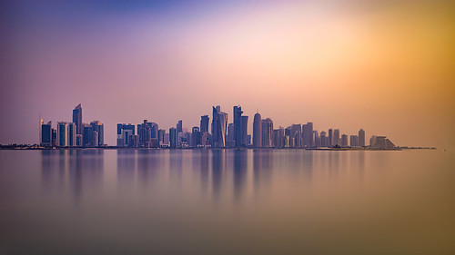 longexposure skyline sunrise reflections doha qatar nd400
