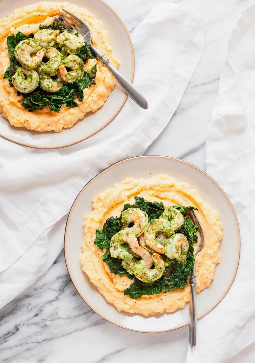 Top 15 Paleo Recipes of 2015--Spicy Shrimp and Kale with Creamy Rutabaga (Whole30) | acalculatedwhisk.com