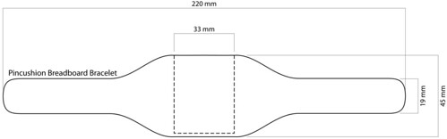 Breadboard Pincushion Bracelet dimensions