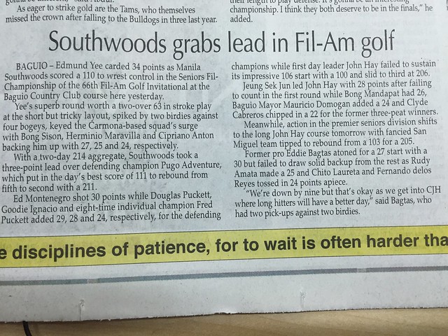 Southwoods, Fil Am golf, Philippine Star Nov 23, 2015