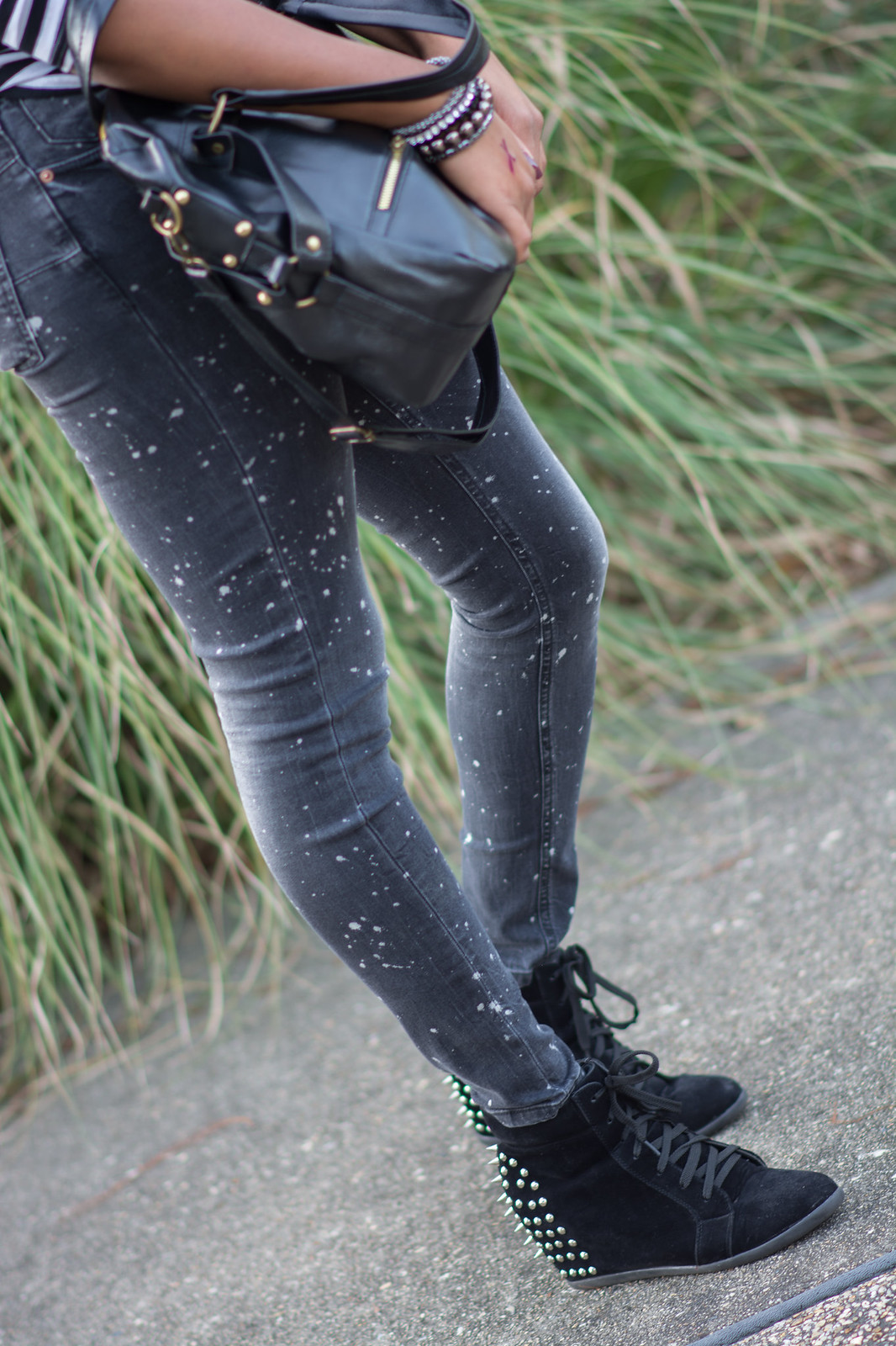 black booties with spikes