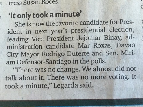 it only took a minute-  Sen. Legarda