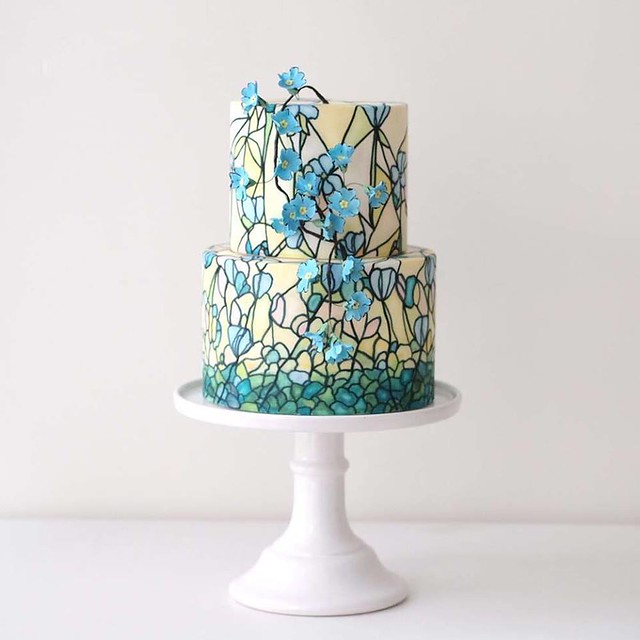 Hand-Painted Stained Glass Cake by Sugarlips Cakes