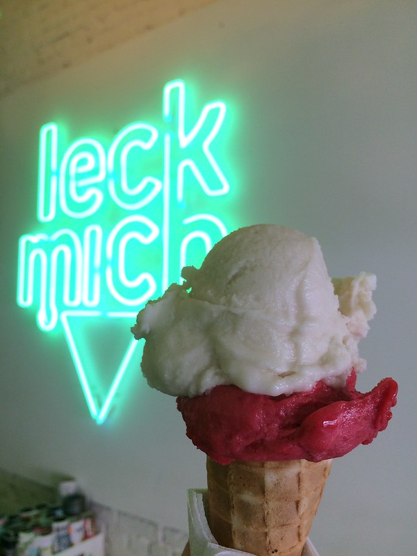 Leck Mich neon sign and ice cream cone _Berlin gluten-free