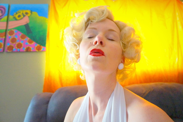 Liz as Marilyn at the window