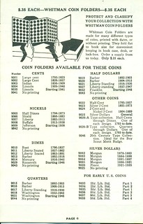 Hutzlers 1961 Coin Collector's Price List Whitman folder ad