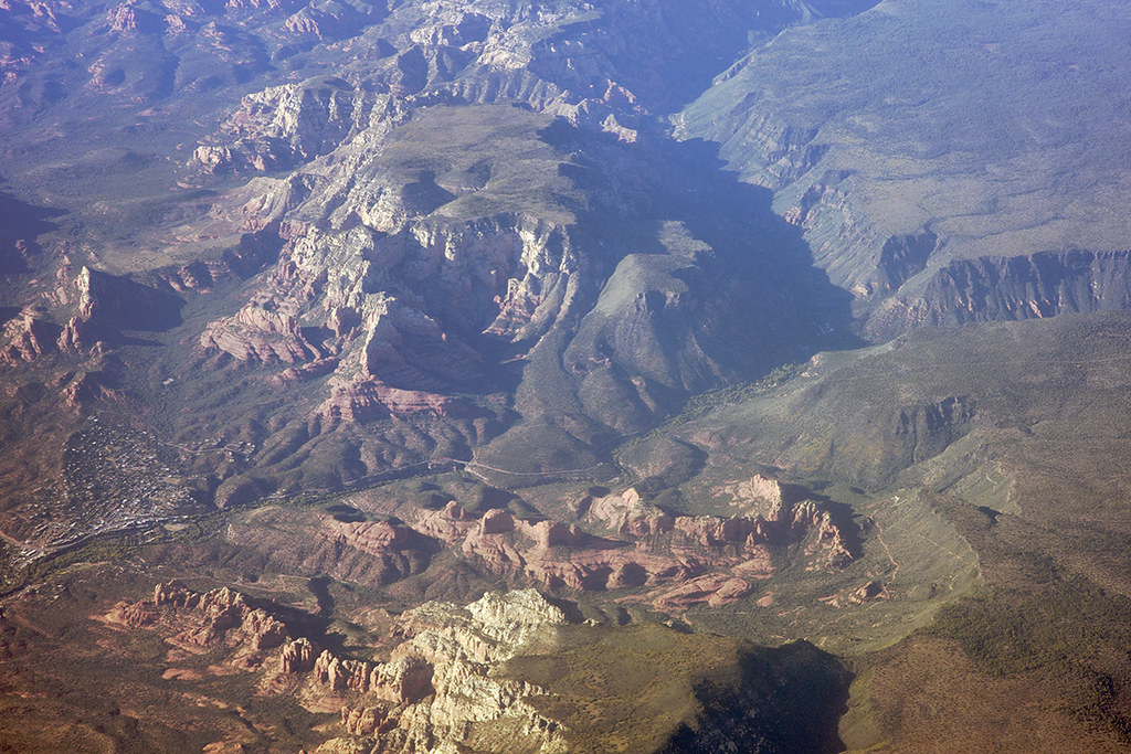 Aerial view of Oak Creek Canyon and Sedona, Arizona