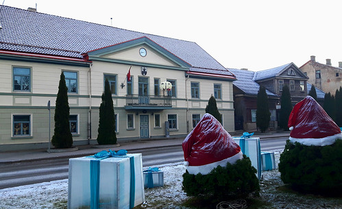 christmas street winter snow buildings europe decoration baltic latvia latvija 2015 aizpute hasenpoth