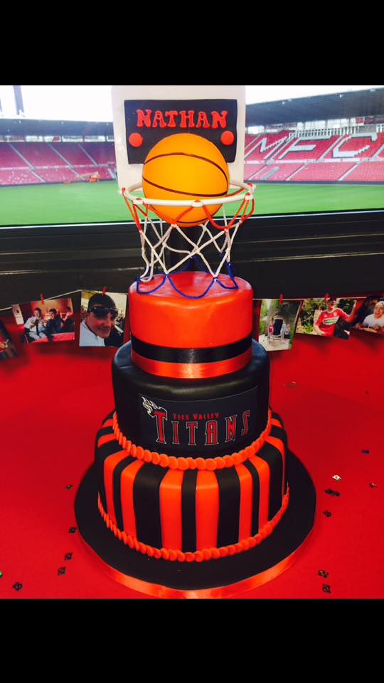 Custom made Basketball cake by Lyndsey Sidgwick of Lynz's Cake Craft