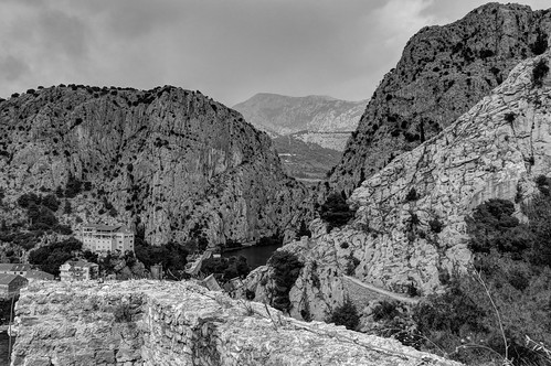 street old city travel summer people bw white mountain black color building tree rock digital port canon eos boat town nice colorful hill croatia calm fortress cetina omis 70d