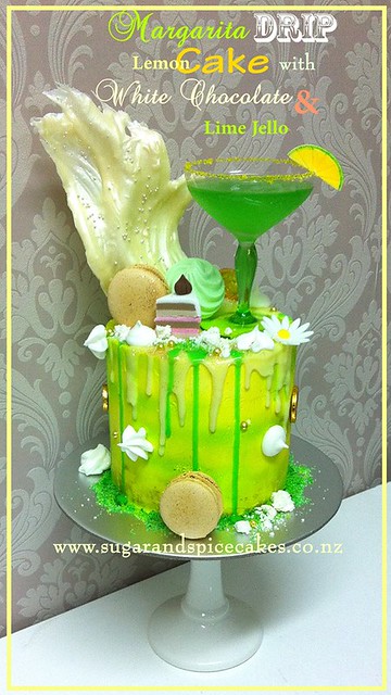 Margarita Drip Cake - Lemon Cake with White Chocolate Butter Cream & Lime Jelly by Sugar and Spice Cakes - Creating Celebrations in Sugar