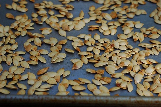 Roasted pumpkin seeds by Eve Fox, Garden of Eating blog, copyright 2011